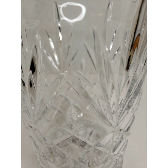 Genuine 24% Lead Crystal Flared Vase by DePlomb Crystal Pineapple Diamond Design - Picture 4 of 8